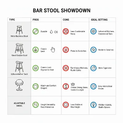 Comparison of different budget bar stool types and their features