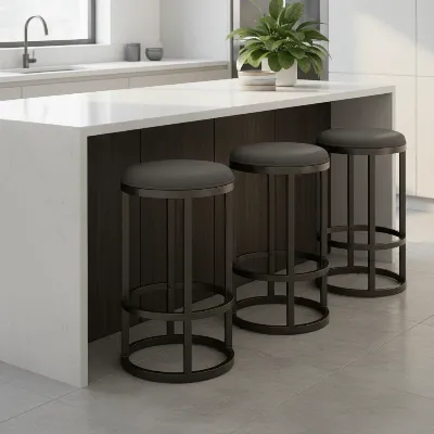 Heavy-duty metal bar stools in a modern kitchen, suitable for active families