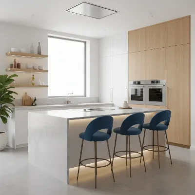 Sleek, comfortable bar height stools in a contemporary kitchen setting